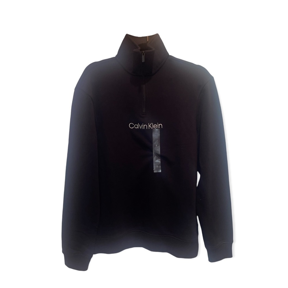 CALVIN KLEIN Black 3/4 Zip Pullover Sweatshirt S NWT